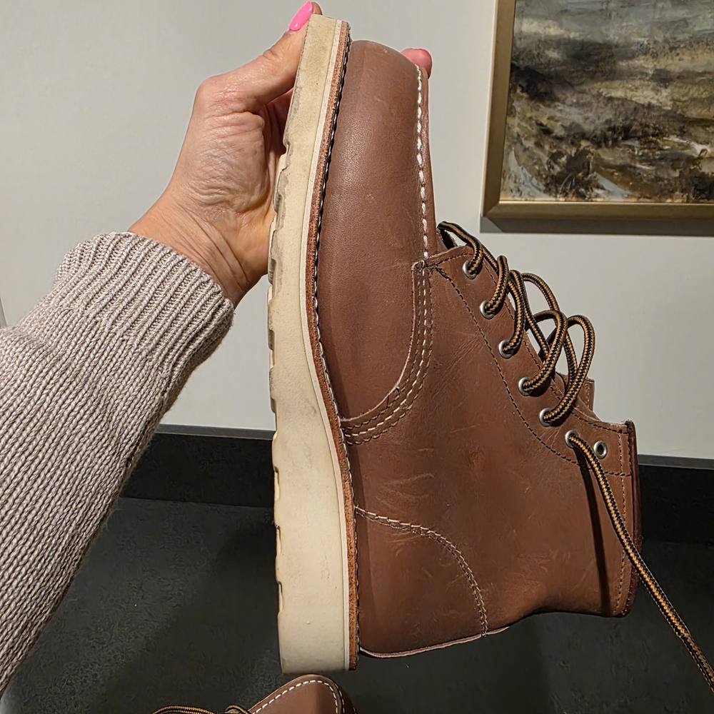 Red Wing Shoes Women's Brown Leather Combat Boots - Picture 5 of 8